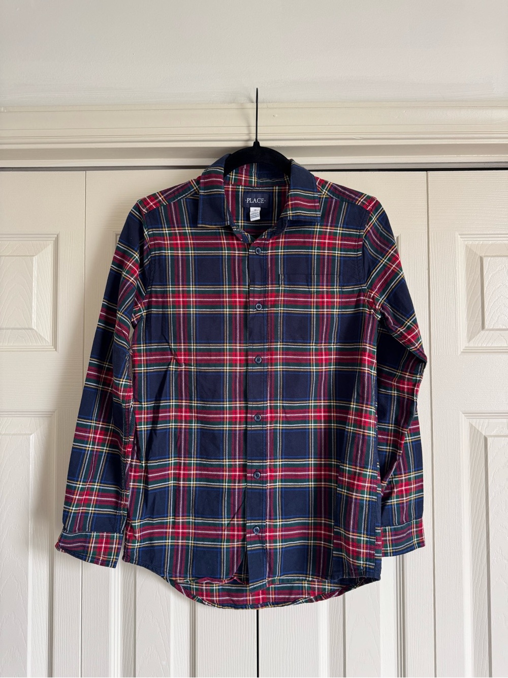 Children’s Place Holiday Plaid Button Down Shirt Boys Size 16